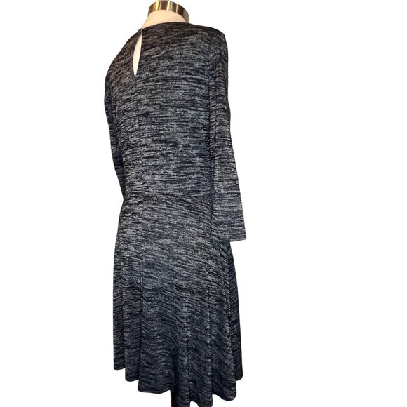 APT. 9 Women's Empire Dress Large Black/Grey Marble Midi Office Cozy Comfort - Picture 6 of 11